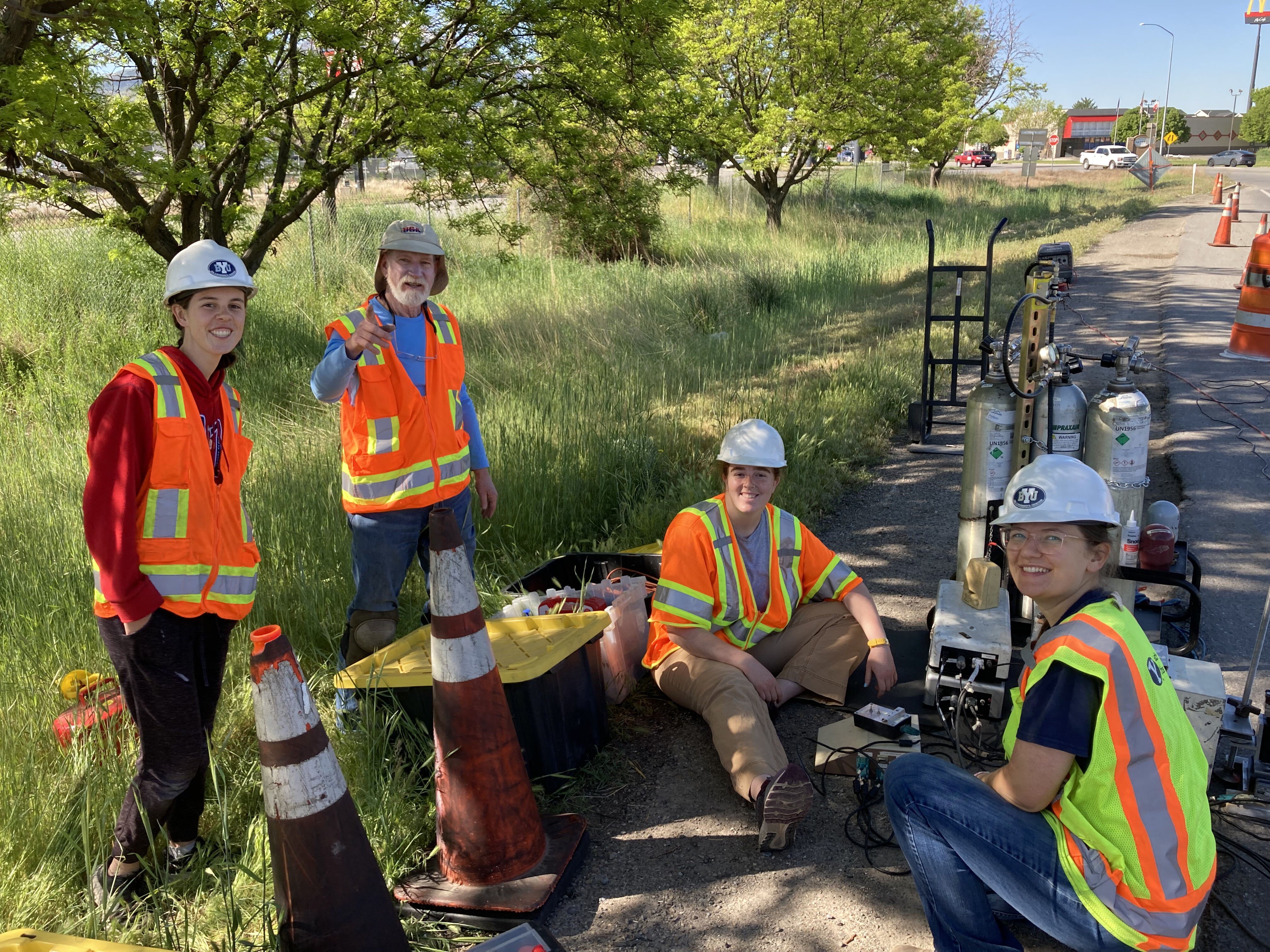 Gary Bishop with BYU Students Emma Reeves, Kirsten Steele, and Genevieve Rozelle operating FEAT in Payson, UT